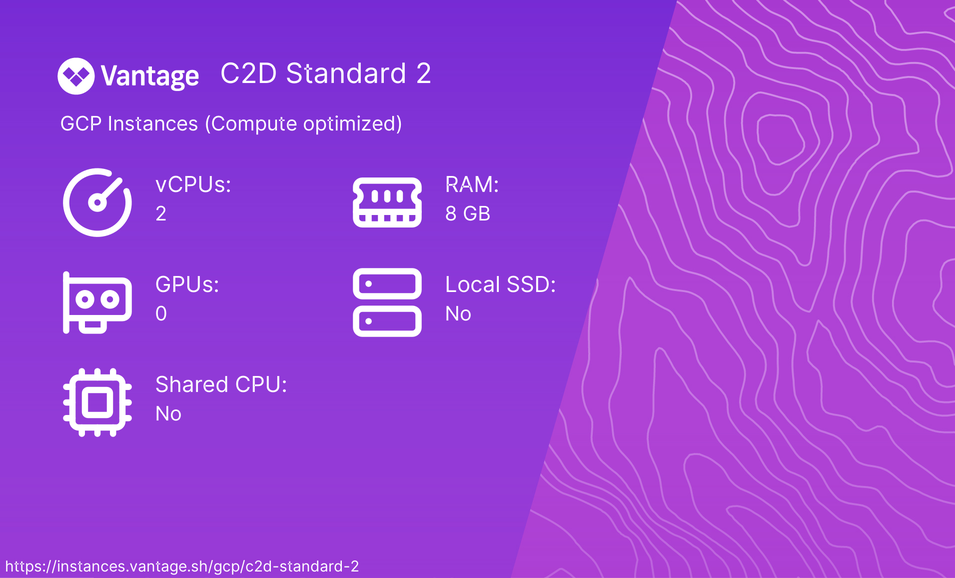 c2d-standard-2 pricing and specs - Vantage